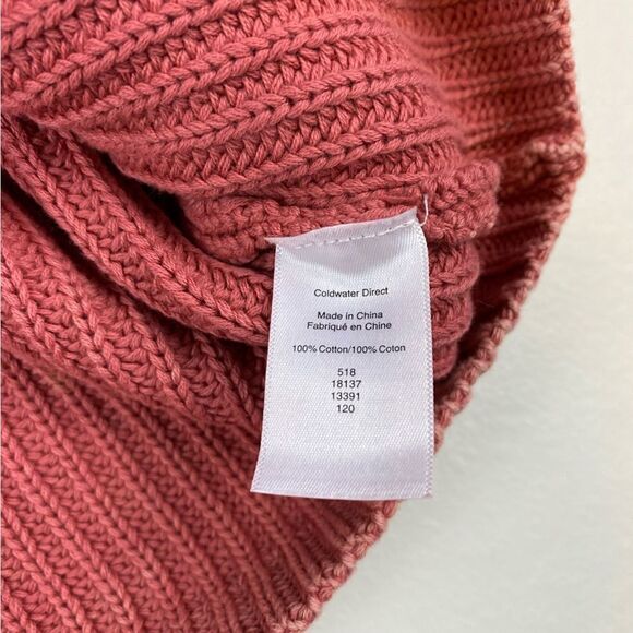Coldwater Creek Faded Pink Ribbed Cropped Slouchy Boatneck Sweater Medium Petite - Picture 4 of 4